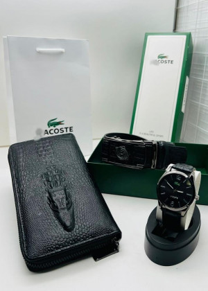 Подарочный набор для мужчины ремень, кошелек, часы + коробка #21144846