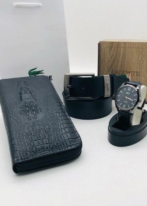 Подарочный набор для мужчины ремень, кошелек, часы + коробка #21144856
