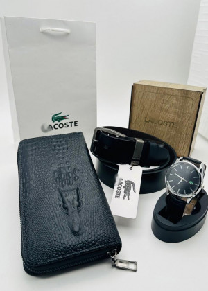 Подарочный набор для мужчины ремень, кошелек, часы + коробка 21177506