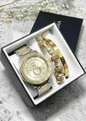 Подарочный набор для женщин часы, 2 браслета + коробка 23124244