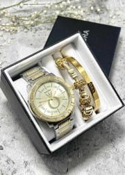 Подарочный набор для женщин часы, 2 браслета + коробка