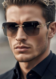 Набор мужские солнцезащитные очки, коробка, чехол + салфетки