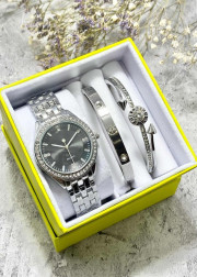Подарочный набор для женщин часы, 2 браслета + коробка