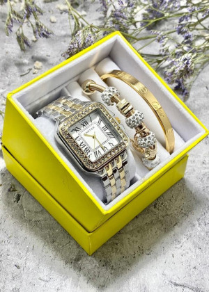 Подарочный набор для женщин часы, 2 браслета + коробка 23245000