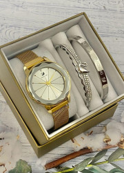 Подарочный набор для женщин часы, 2 браслета + коробка