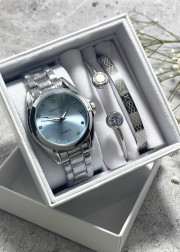 Подарочный набор для женщин часы, 2 браслета + коробка