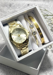 Подарочный набор для женщин часы, 2 браслета + коробка