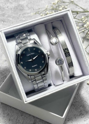 Подарочный набор для женщин часы, 2 браслета + коробка