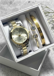 Подарочный набор для женщин часы, 2 браслета + коробка