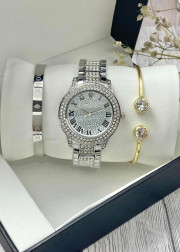 Подарочный набор для женщин часы, 2 браслета + коробка