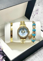 Подарочный набор для женщин часы, 2 браслета + коробка