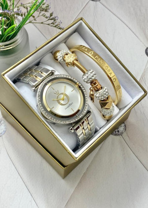 Подарочный набор для женщин часы, 2 браслета + коробка 23245224