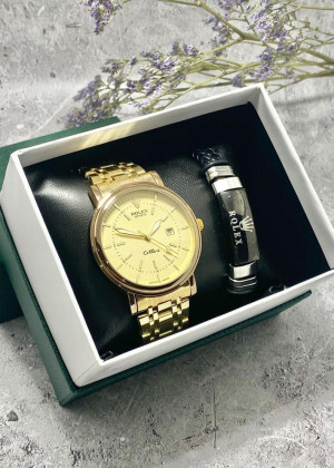 Подарочный набор для мужчины часы и браслет + коробка #23245253