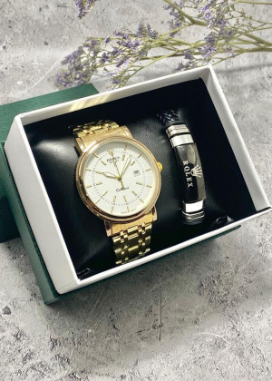 Подарочный набор для мужчины часы и браслет + коробка 23245257