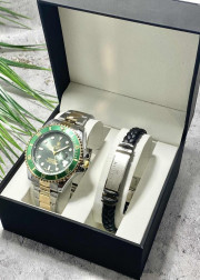 Подарочный набор для мужчины часы и браслет + коробка