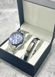 Подарочный набор для мужчины часы и браслет + коробка