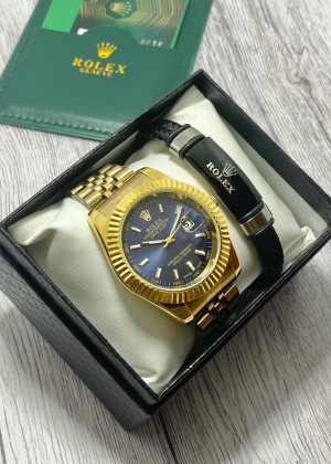 Подарочный набор для мужчины часы и браслет + коробка #23245270