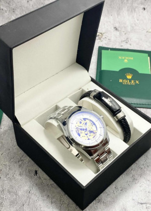 Подарочный набор для мужчины часы и браслет + коробка #23245279