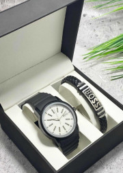 Подарочный набор для мужчины часы и браслет + коробка