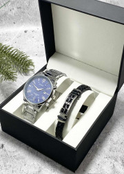 Подарочный набор для мужчины часы и браслет + коробка