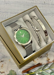 Подарочный набор для женщин часы, 2 браслета + коробка