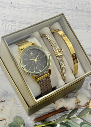 Подарочный набор для женщин часы, 2 браслета + коробка