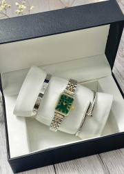 Подарочный набор для женщин часы, 2 браслета + коробка