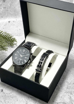 Подарочный набор для мужчины часы и браслет + коробка 23304835